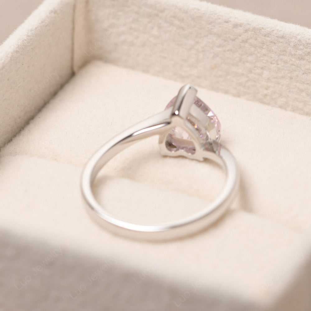 Cubic Zirconia Ring Heart Solitaire Ring White Gold - LUO Jewelry