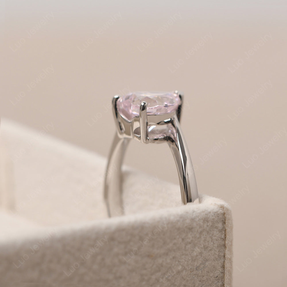 Cubic Zirconia Ring Heart Solitaire Ring White Gold - LUO Jewelry