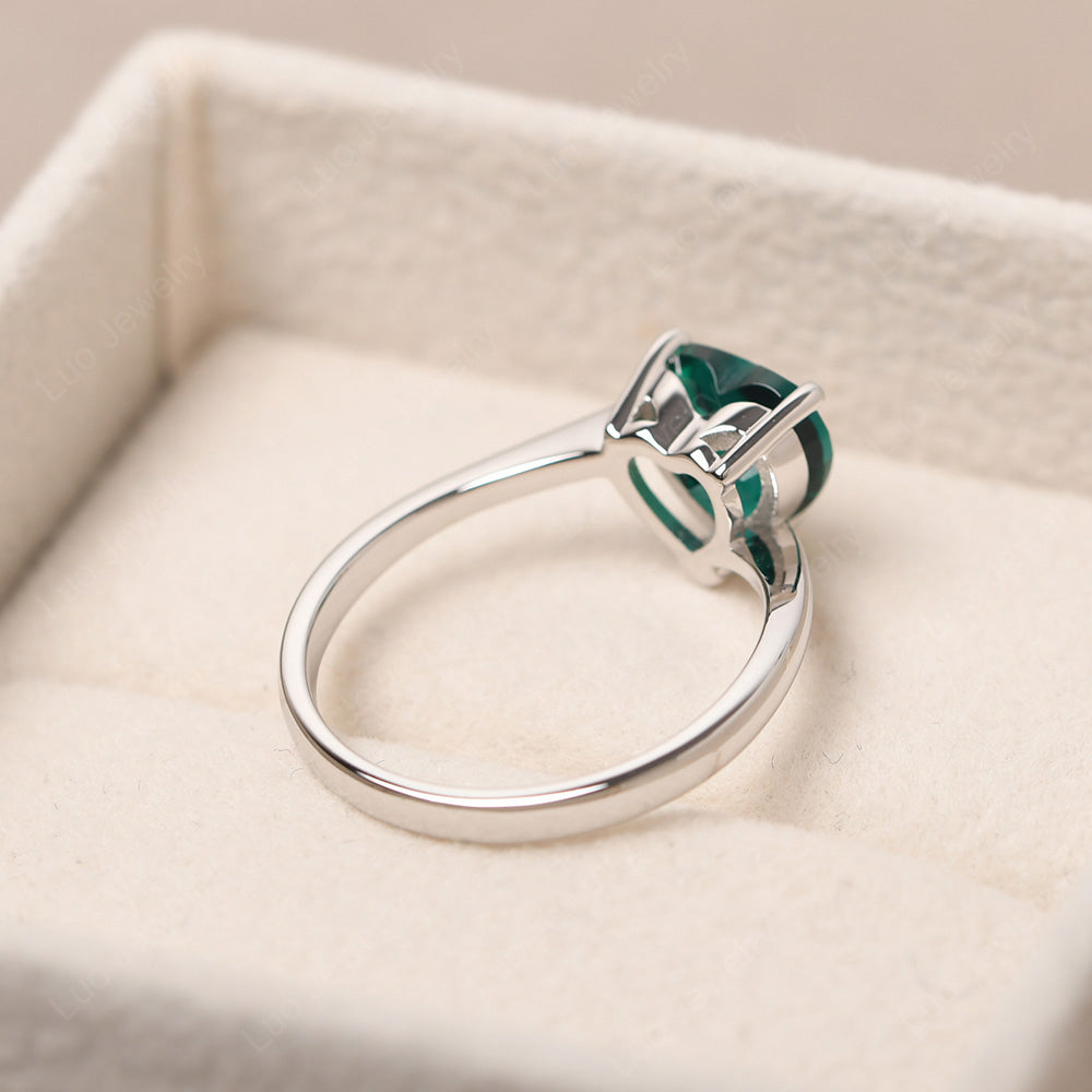 Emerald Ring Heart Solitaire Ring White Gold - LUO Jewelry