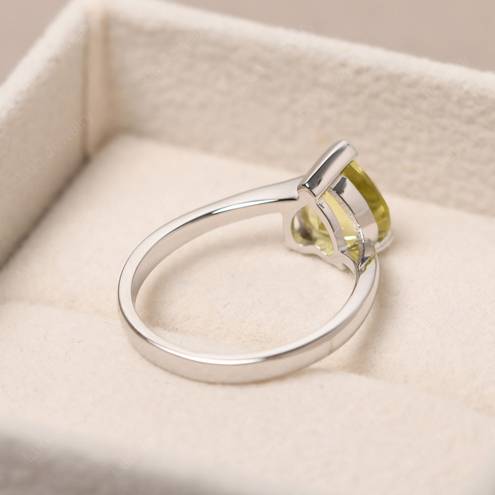 Lemon Quartz Ring Heart Solitaire Ring White Gold - LUO Jewelry
