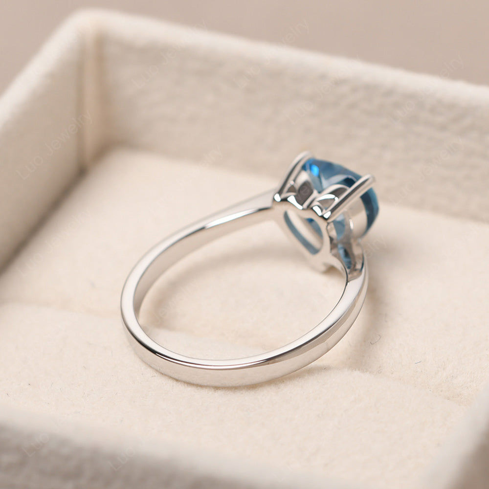London Blue Topaz Ring Heart Solitaire Ring White Gold - LUO Jewelry