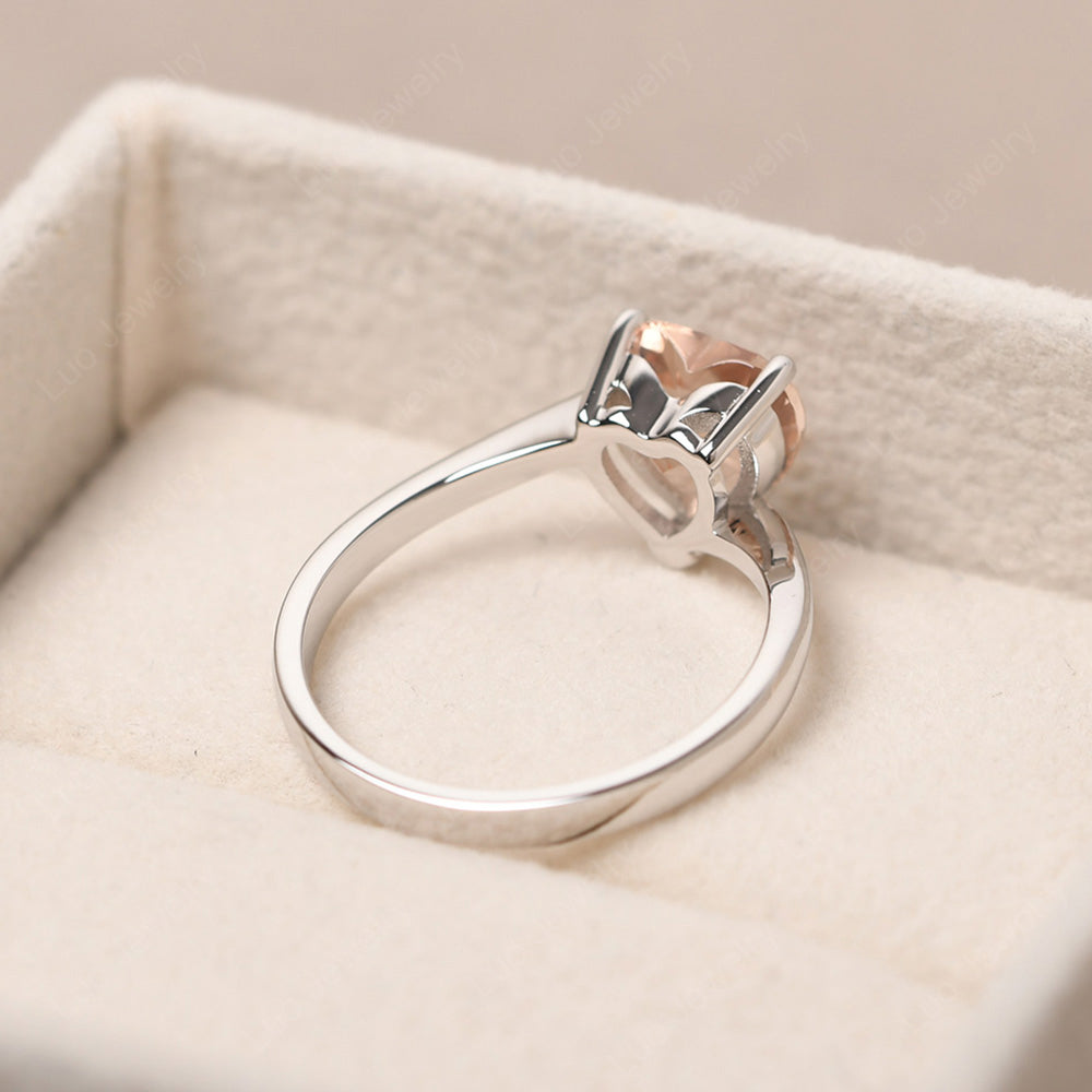 Morganite Ring Heart Solitaire Ring White Gold - LUO Jewelry