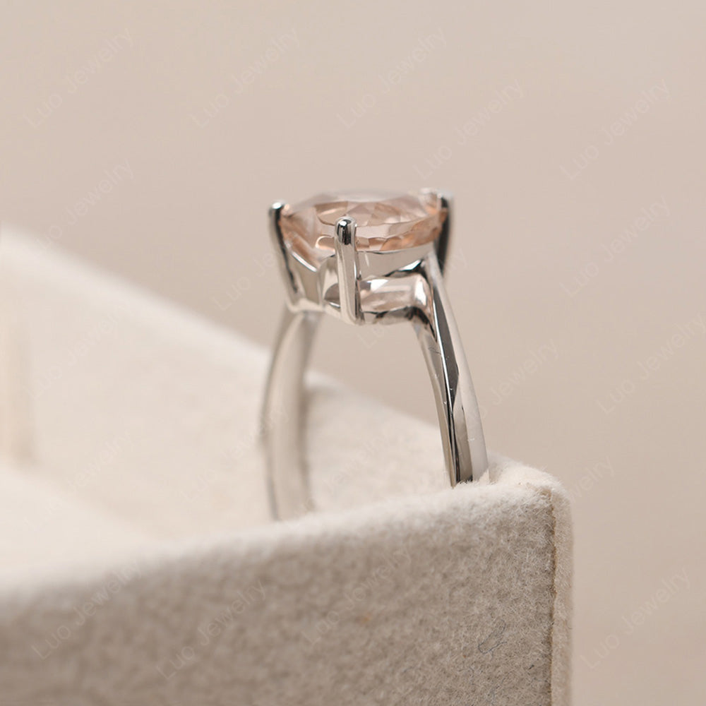 Morganite Ring Heart Solitaire Ring White Gold - LUO Jewelry