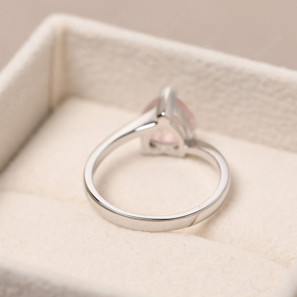 Rose Quartz Ring Heart Solitaire Ring White Gold - LUO Jewelry
