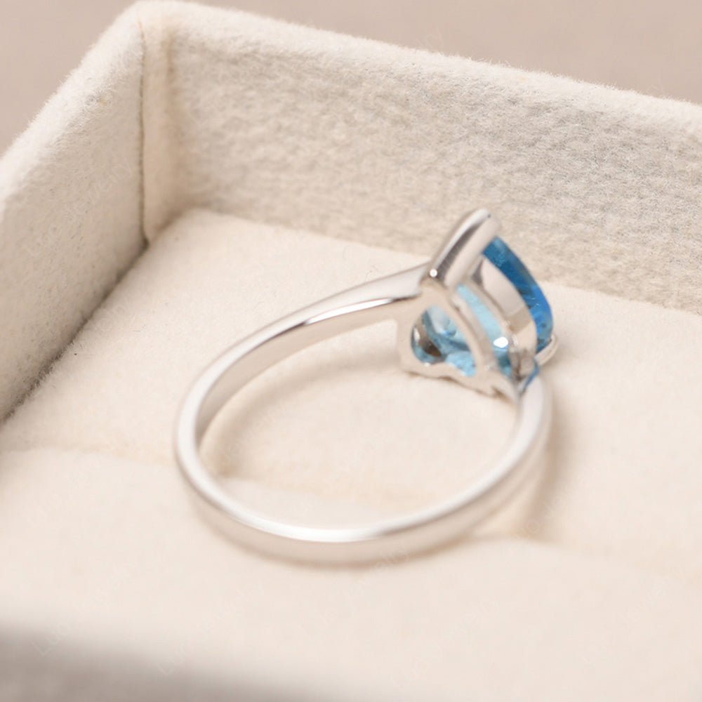 Swiss Blue Topaz Ring Heart Solitaire Ring White Gold - LUO Jewelry