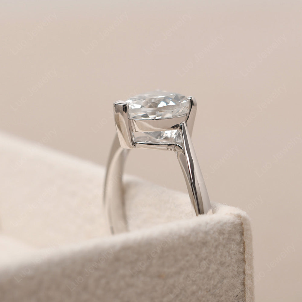 White Topaz Ring Heart Solitaire Ring White Gold - LUO Jewelry