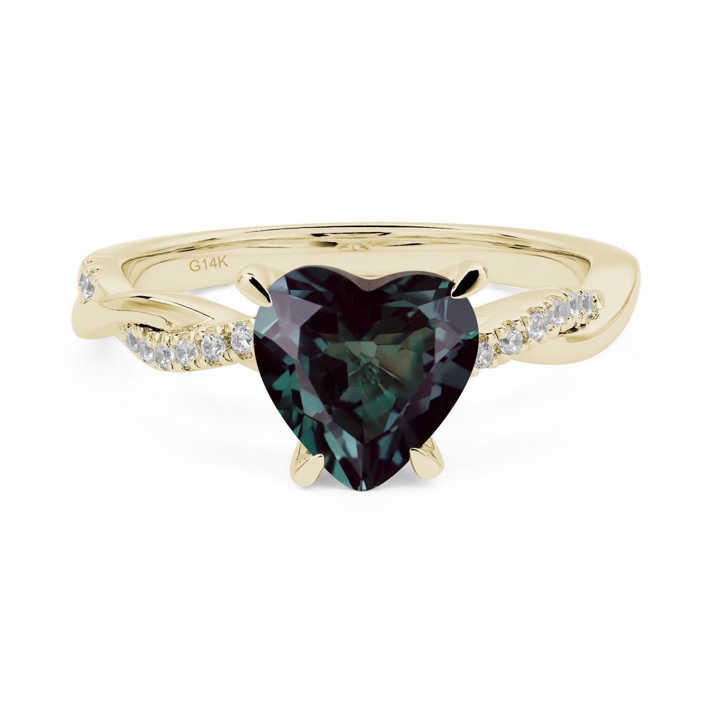 Twisted Heart Shaped Lab Created Alexandrite Ring - LUO Jewelry #metal_14k yellow gold