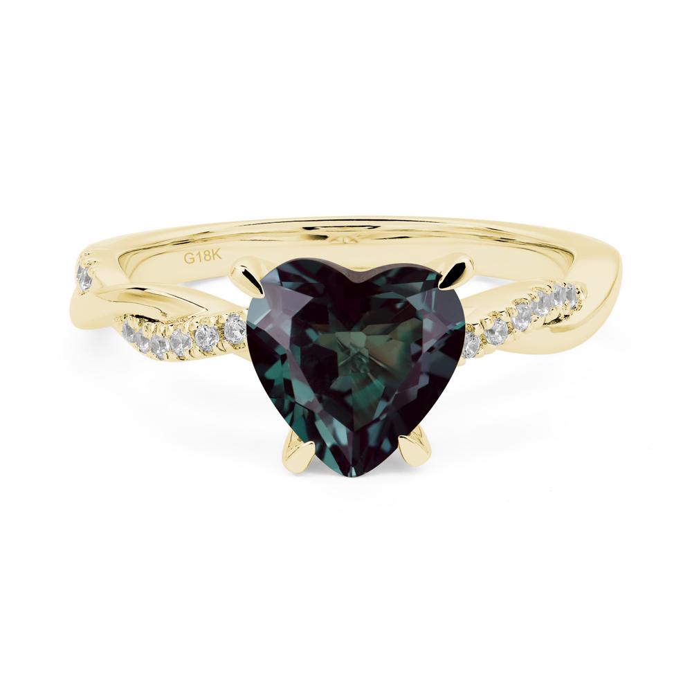 Twisted Heart Shaped Lab Created Alexandrite Ring - LUO Jewelry #metal_18k yellow gold