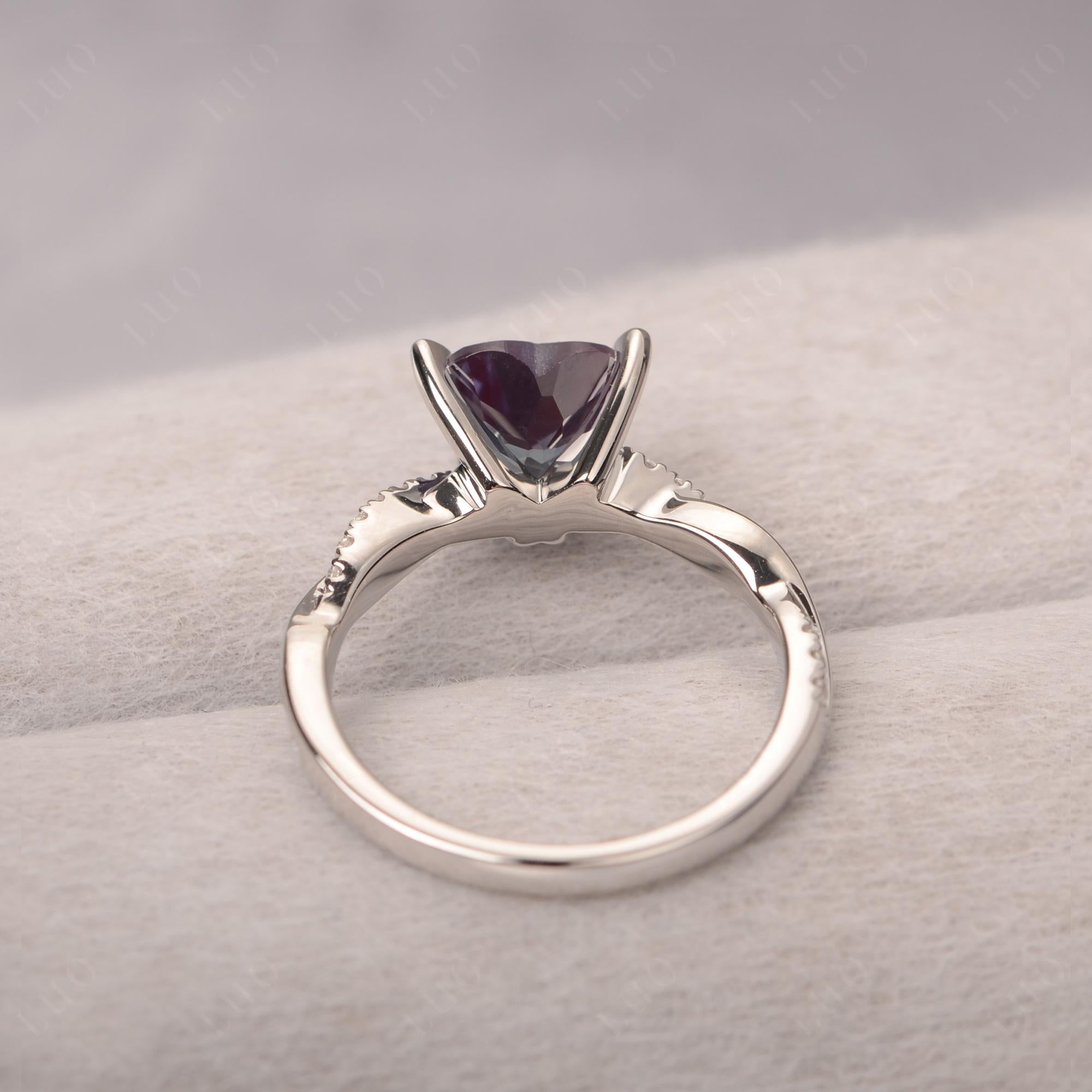 Twisted Heart Shaped Lab Created Alexandrite Ring - LUO Jewelry