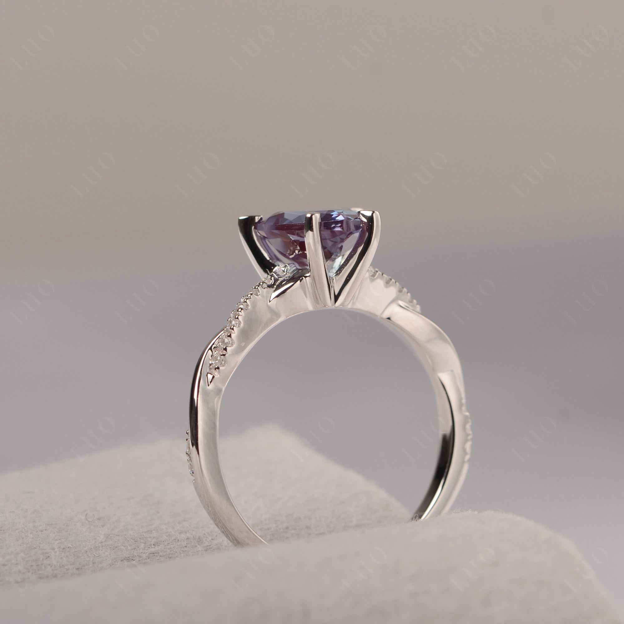 Twisted Heart Shaped Lab Created Alexandrite Ring - LUO Jewelry