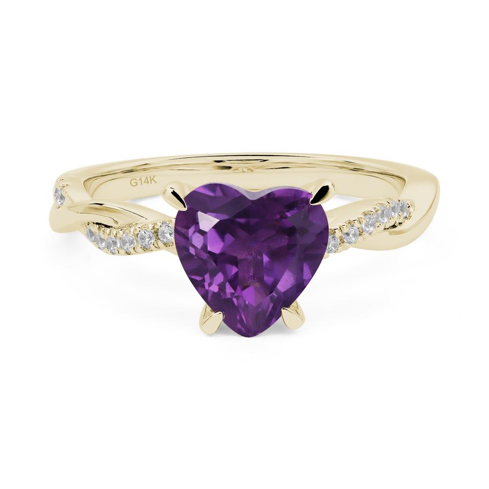 Twisted Heart Shaped Amethyst Ring - LUO Jewelry #metal_14k yellow gold