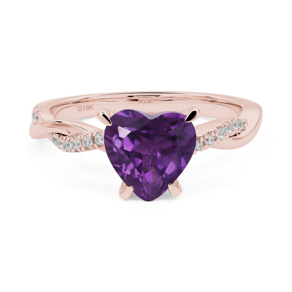 Twisted Heart Shaped Amethyst Ring - LUO Jewelry #metal_18k rose gold