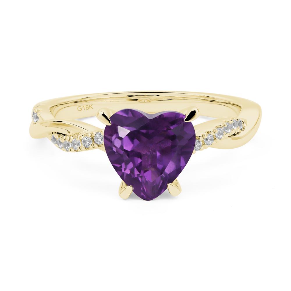 Twisted Heart Shaped Amethyst Ring - LUO Jewelry #metal_18k yellow gold