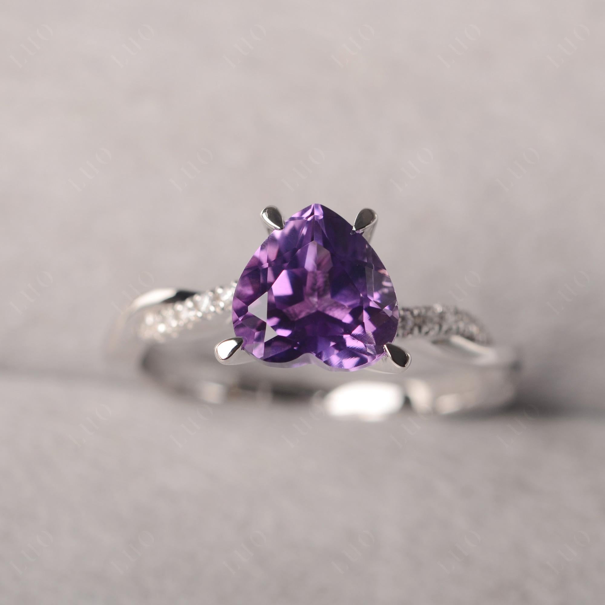 Twisted Heart Shaped Amethyst Ring - LUO Jewelry