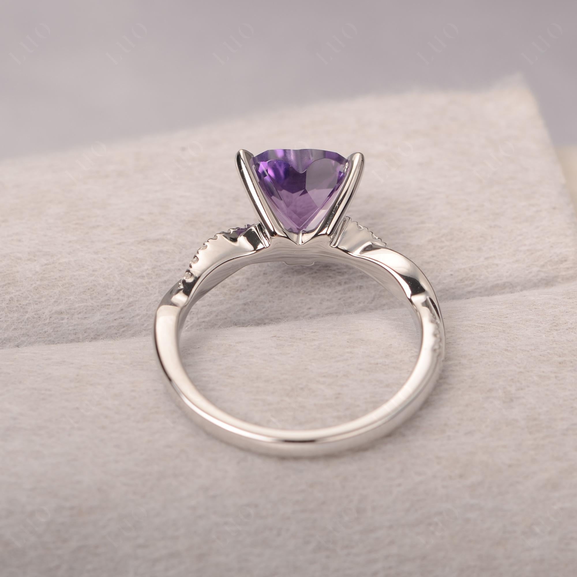 Twisted Heart Shaped Amethyst Ring - LUO Jewelry