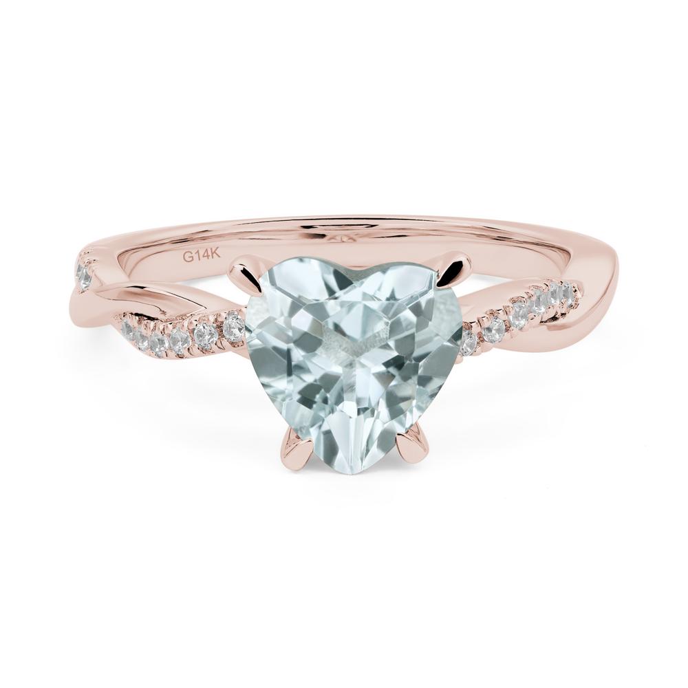 Twisted Heart Shaped Aquamarine Ring - LUO Jewelry #metal_14k rose gold