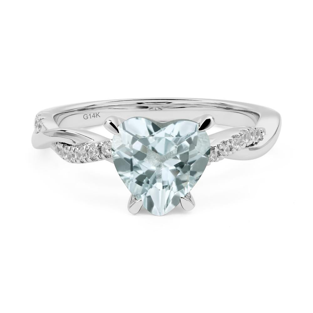 Twisted Heart Shaped Aquamarine Ring - LUO Jewelry #metal_14k white gold