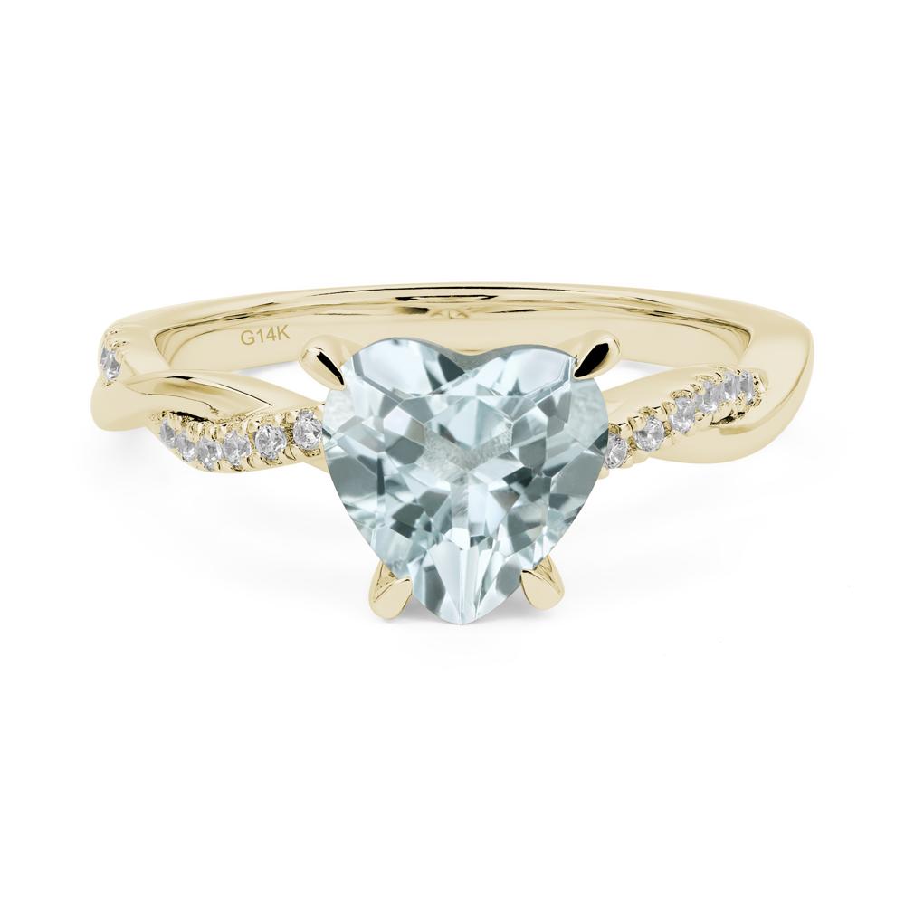 Twisted Heart Shaped Aquamarine Ring - LUO Jewelry #metal_14k yellow gold