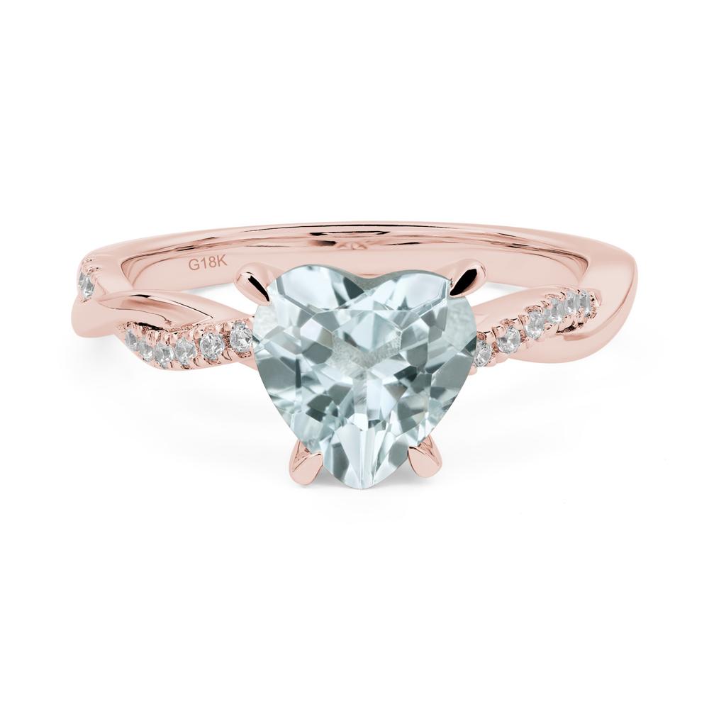 Twisted Heart Shaped Aquamarine Ring - LUO Jewelry #metal_18k rose gold