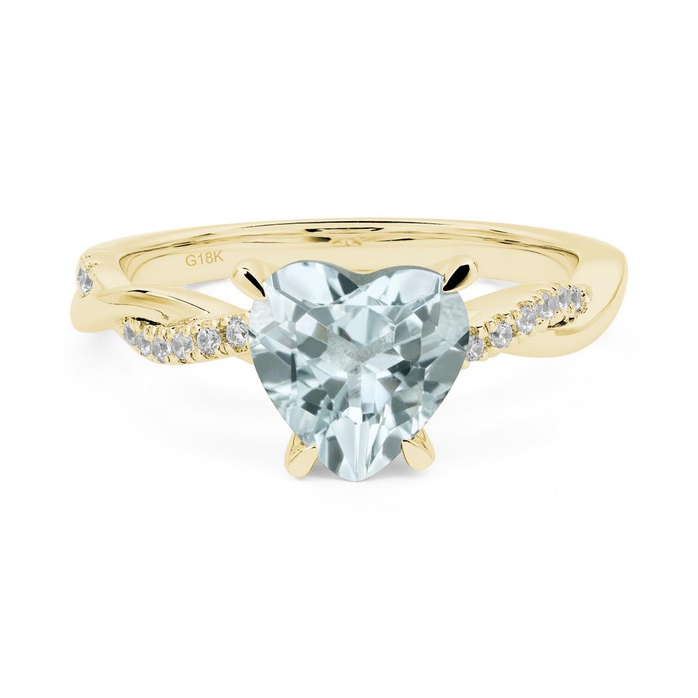 Twisted Heart Shaped Aquamarine Ring - LUO Jewelry #metal_18k yellow gold