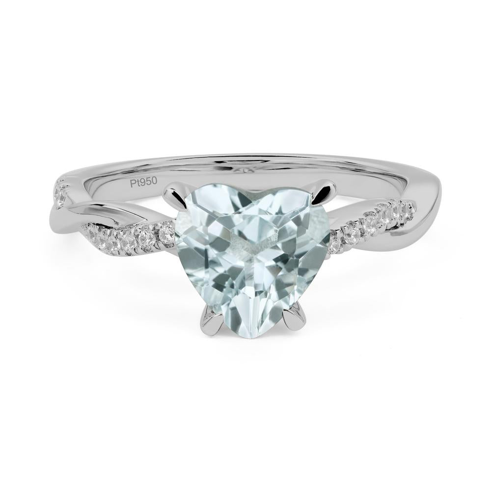 Twisted Heart Shaped Aquamarine Ring - LUO Jewelry #metal_platinum