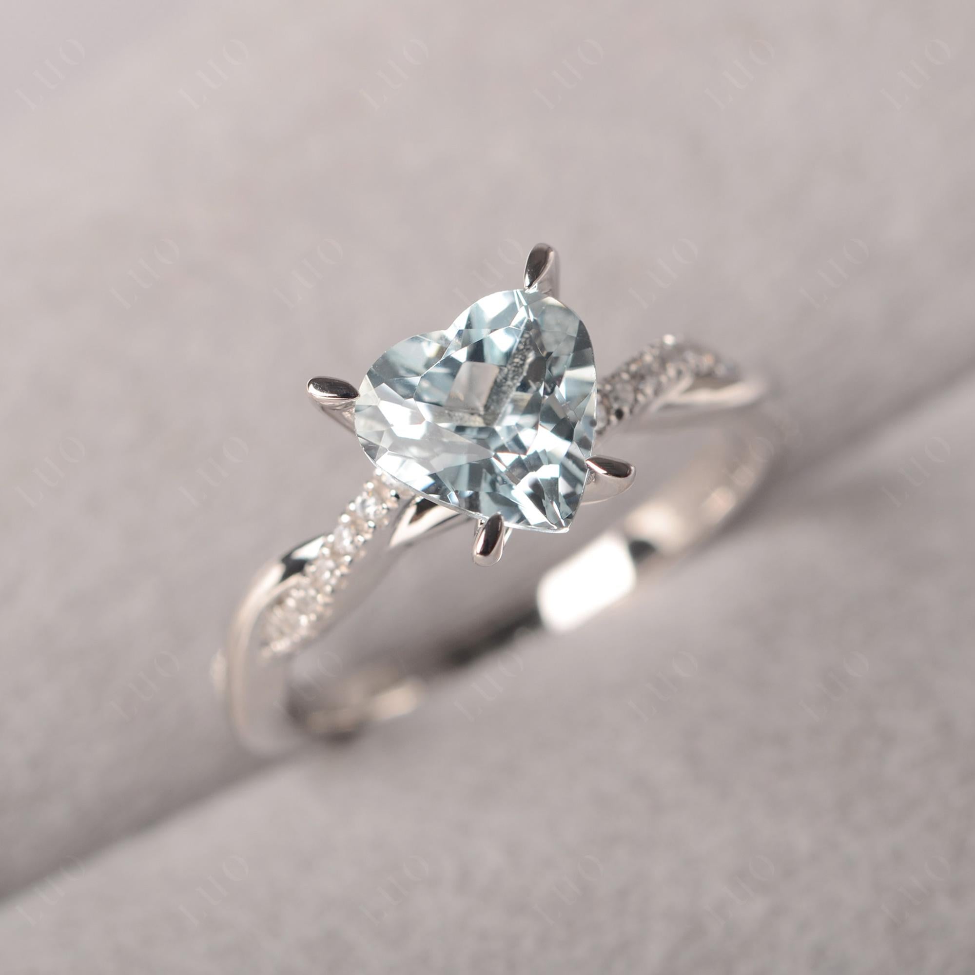 Twisted Heart Shaped Aquamarine Ring - LUO Jewelry