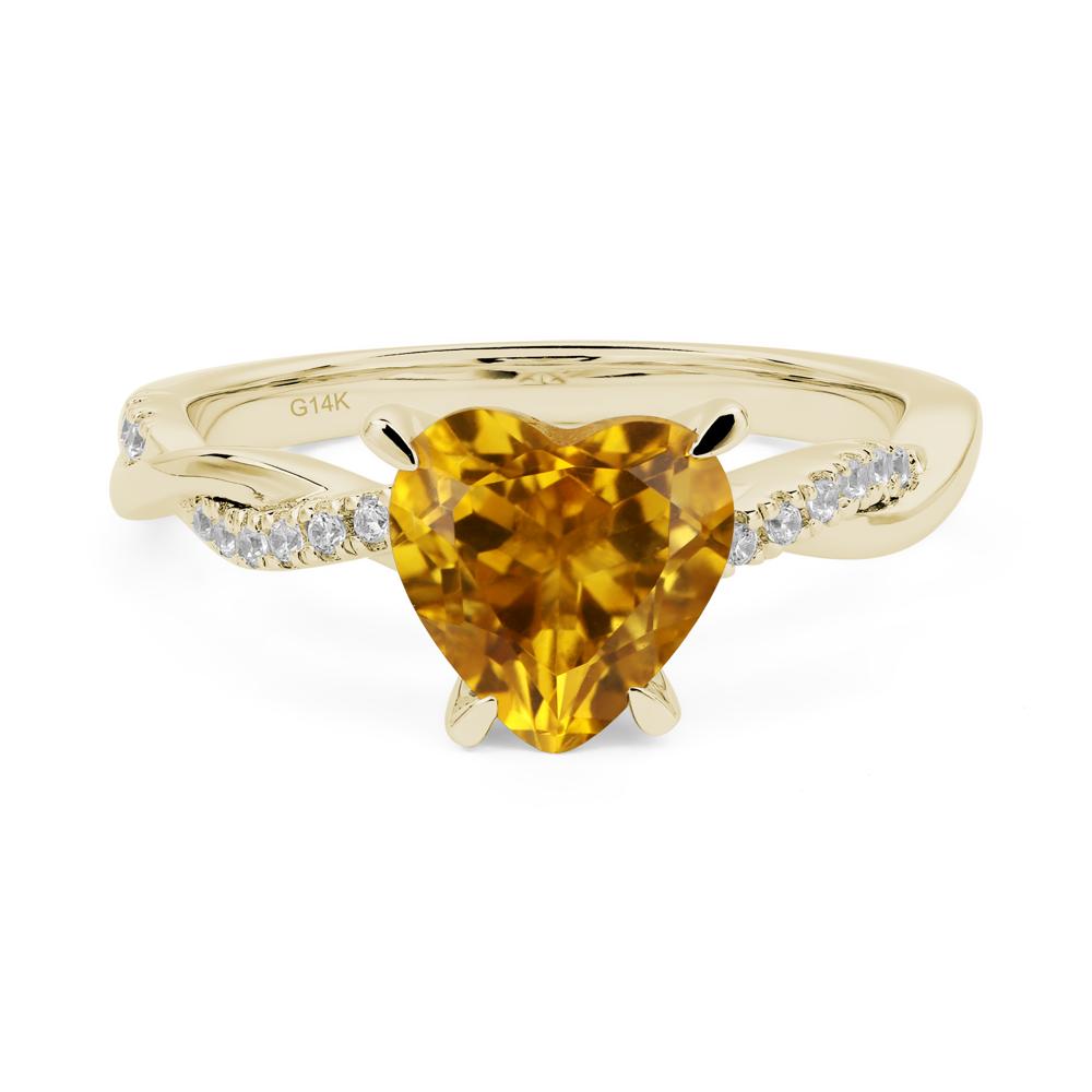 Twisted Heart Shaped Citrine Ring - LUO Jewelry #metal_14k yellow gold