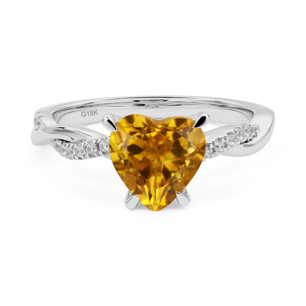 Twisted Heart Shaped Citrine Ring - LUO Jewelry #metal_18k white gold