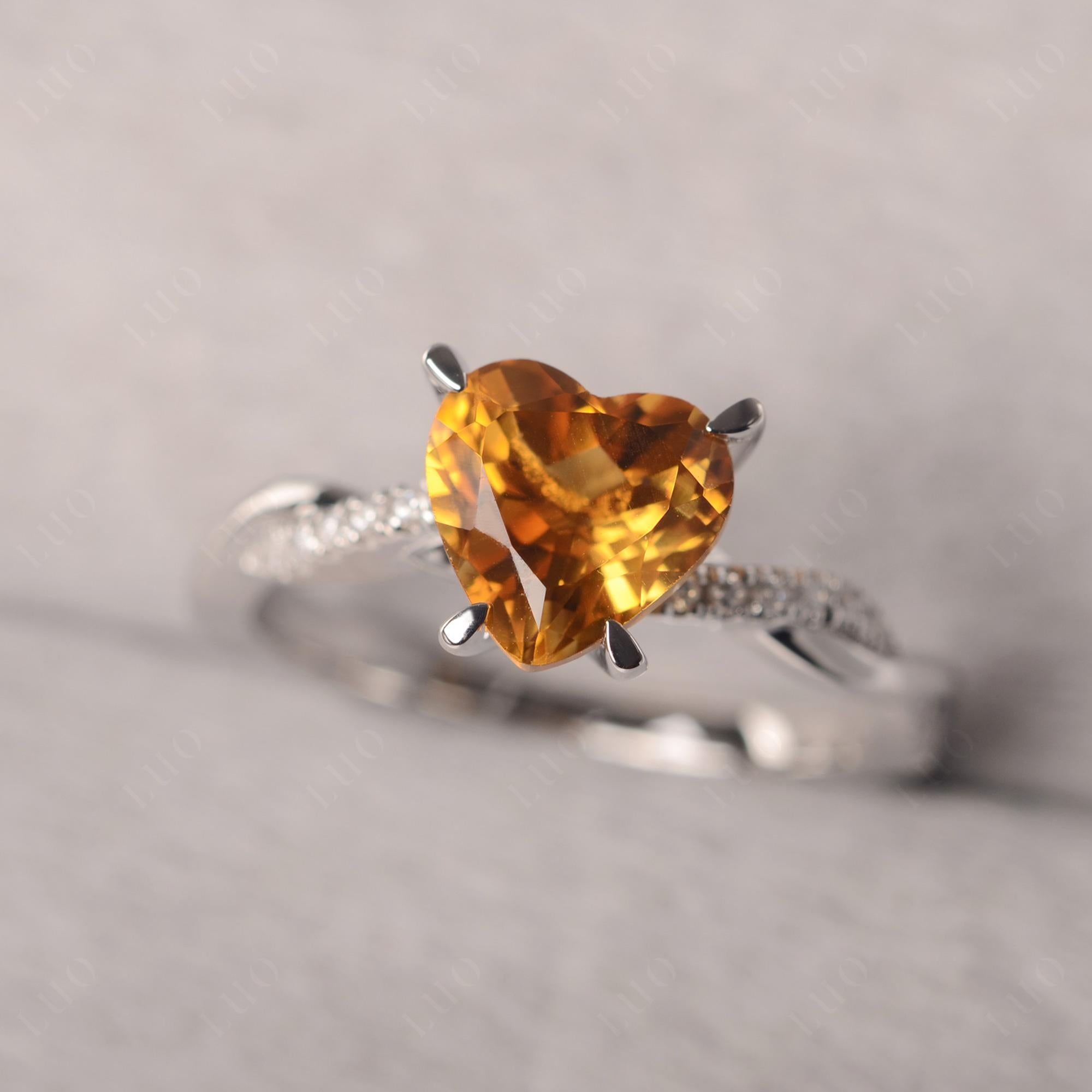 Twisted Heart Shaped Citrine Ring - LUO Jewelry