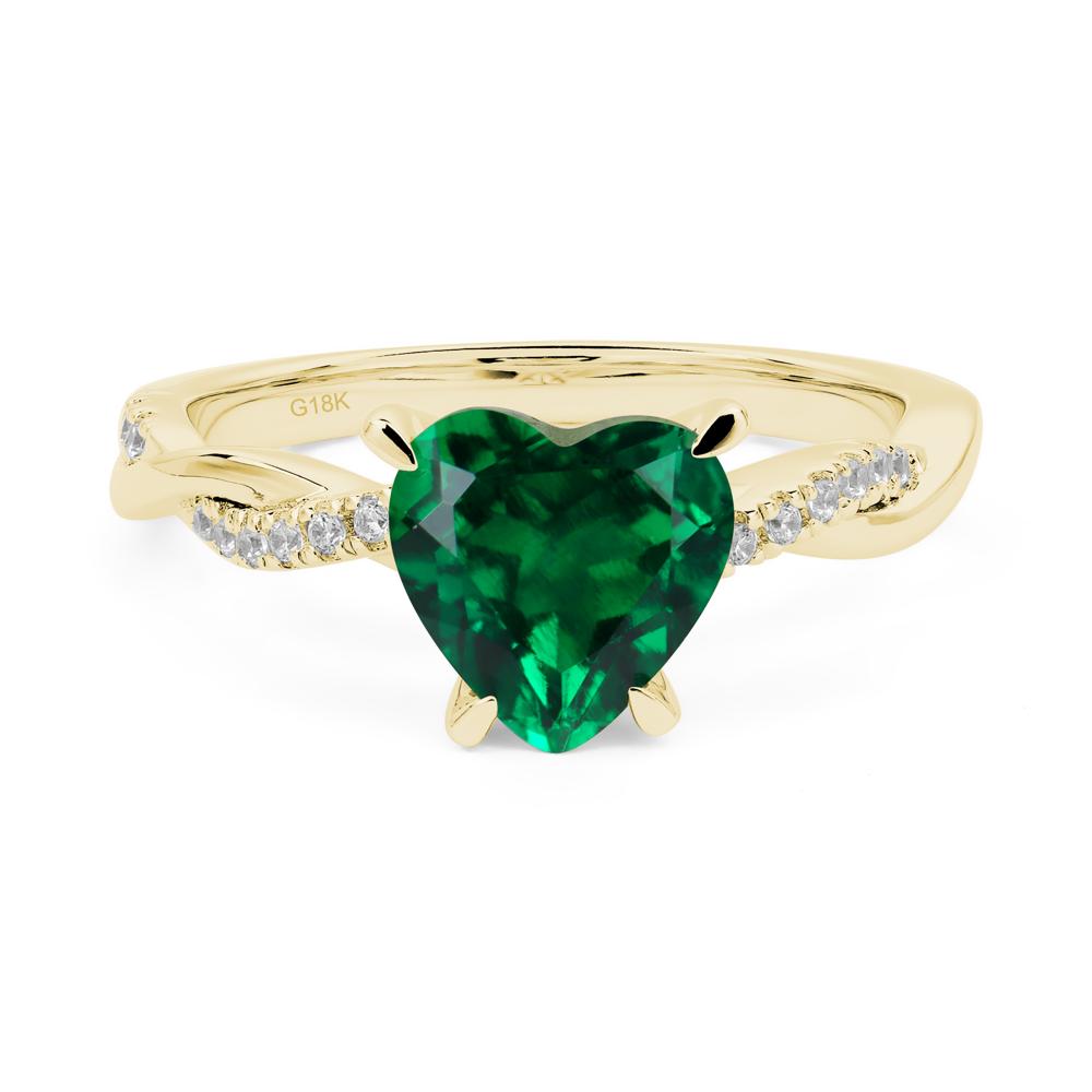 Twisted Heart Shaped Lab Emerald Ring - LUO Jewelry #metal_18k yellow gold