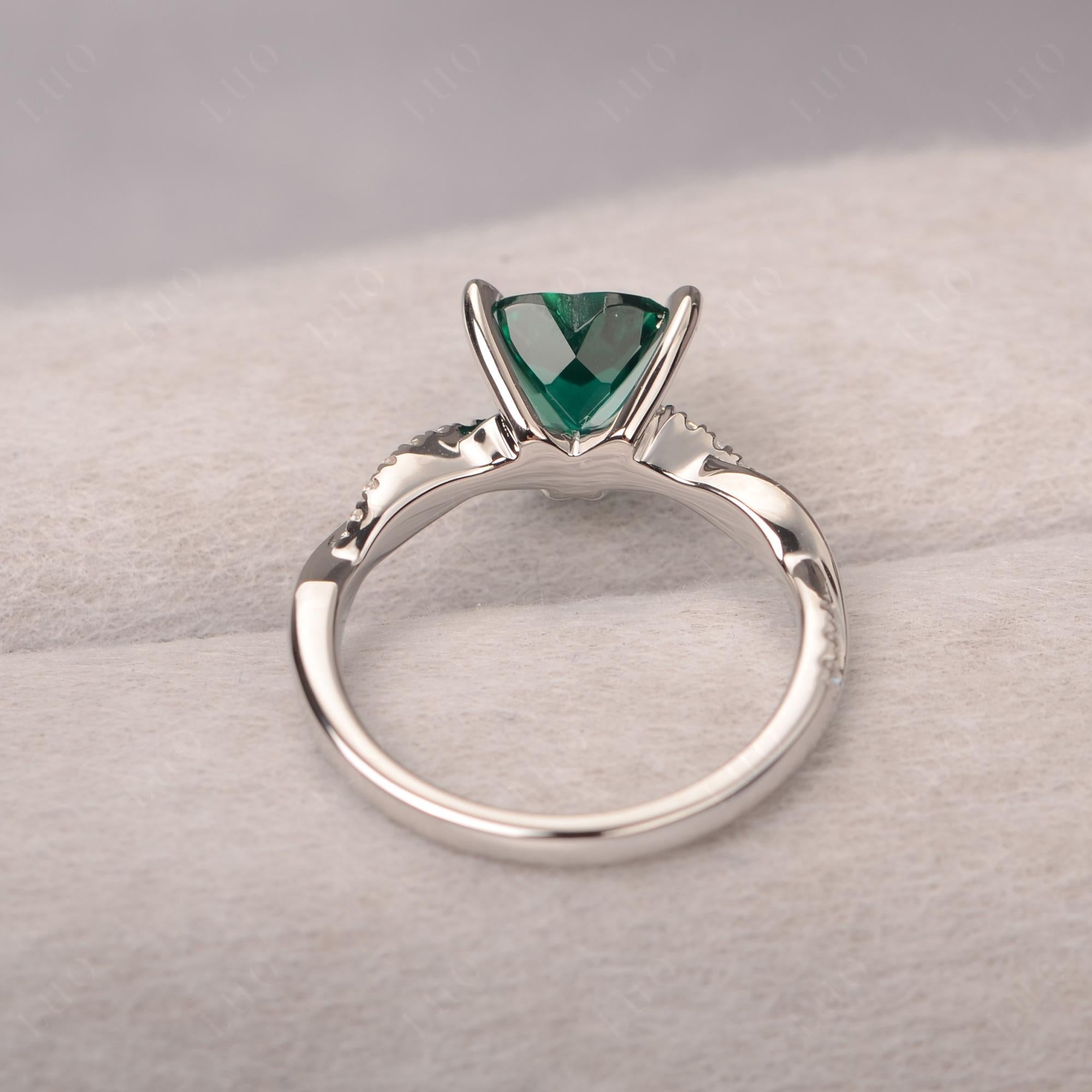 Twisted Heart Shaped Lab Emerald Ring - LUO Jewelry