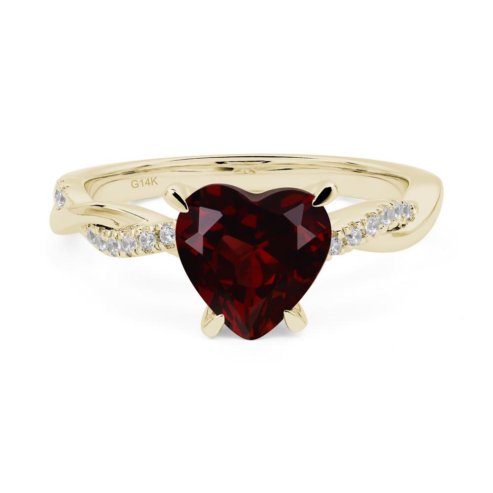 Twisted Heart Shaped Garnet Ring - LUO Jewelry #metal_14k yellow gold