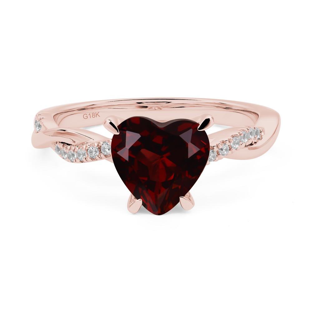 Twisted Heart Shaped Garnet Ring - LUO Jewelry #metal_18k rose gold