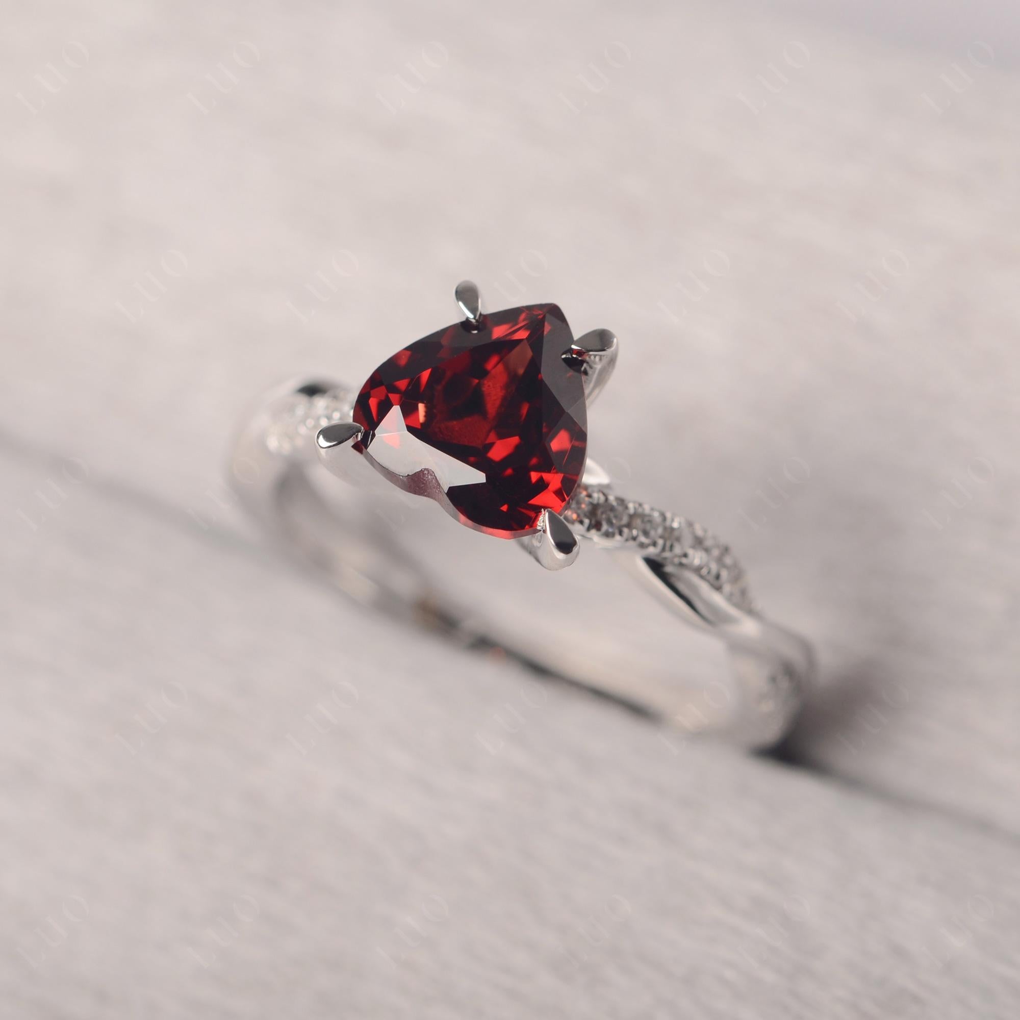 Twisted Heart Shaped Garnet Ring - LUO Jewelry