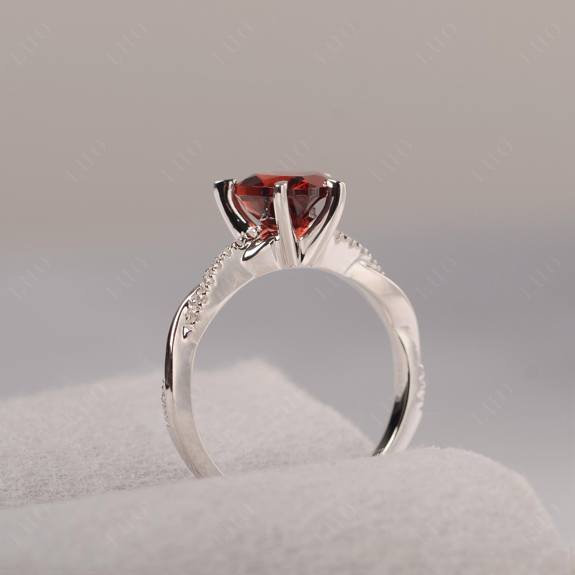 Twisted Heart Shaped Garnet Ring - LUO Jewelry