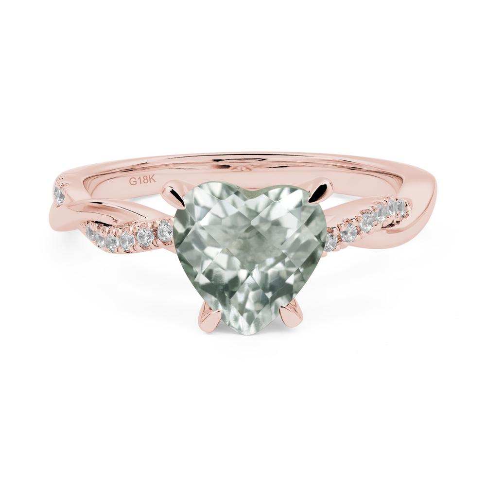 Twisted Heart Shaped Green Amethyst Ring - LUO Jewelry #metal_18k rose gold