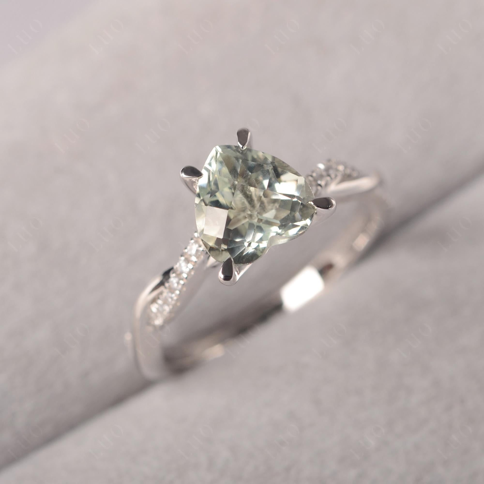 Twisted Heart Shaped Green Amethyst Ring - LUO Jewelry