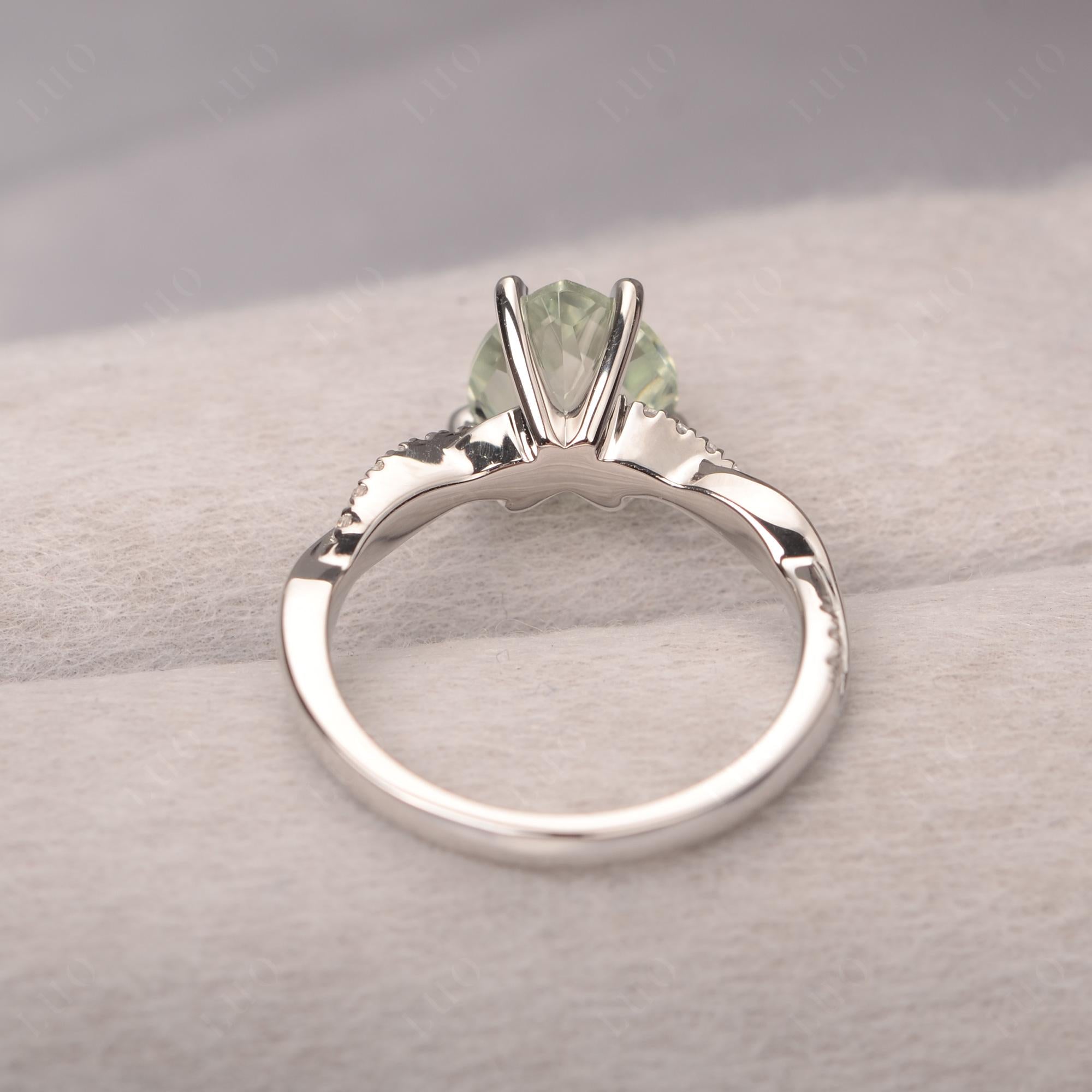 Twisted Heart Shaped Green Amethyst Ring - LUO Jewelry