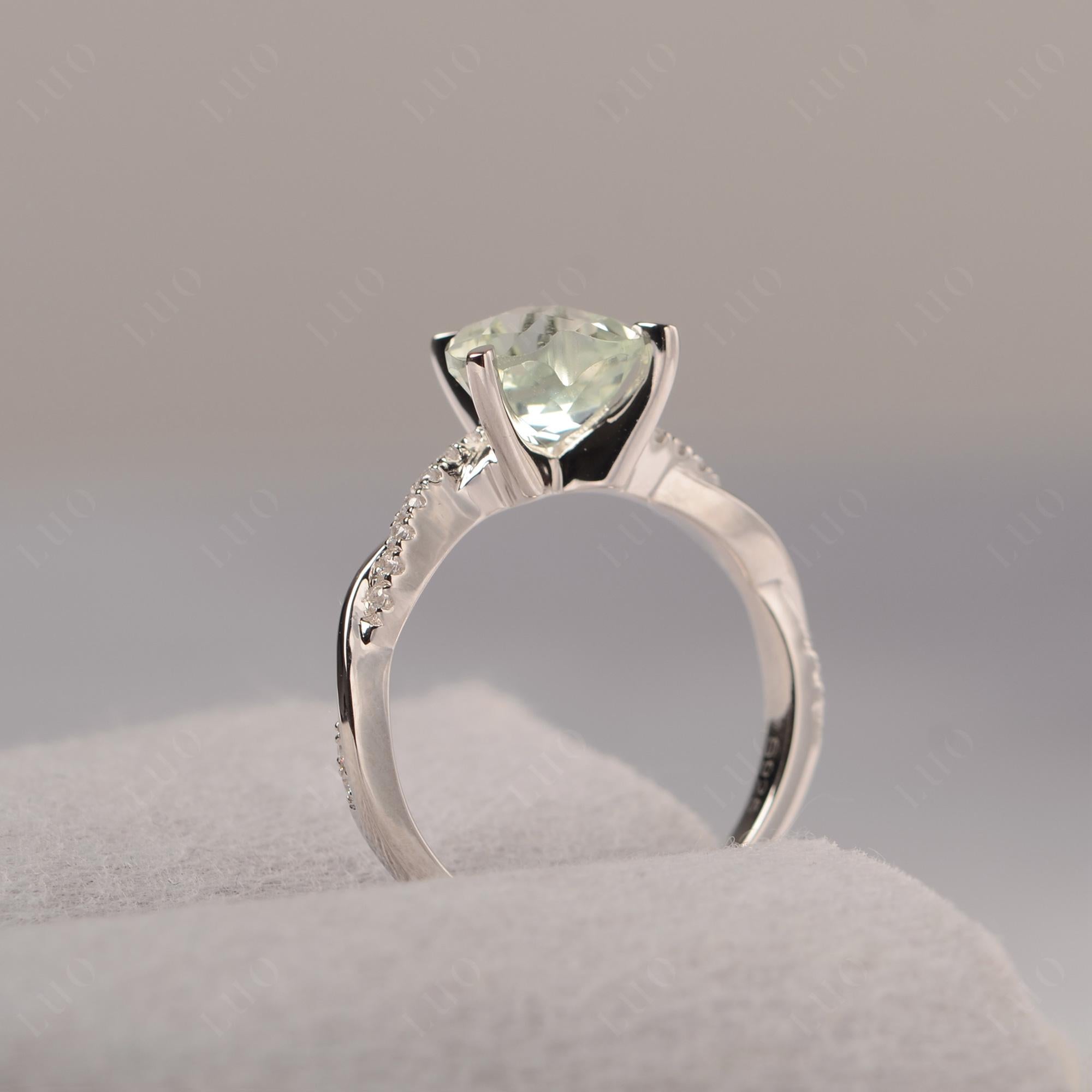 Twisted Heart Shaped Green Amethyst Ring - LUO Jewelry