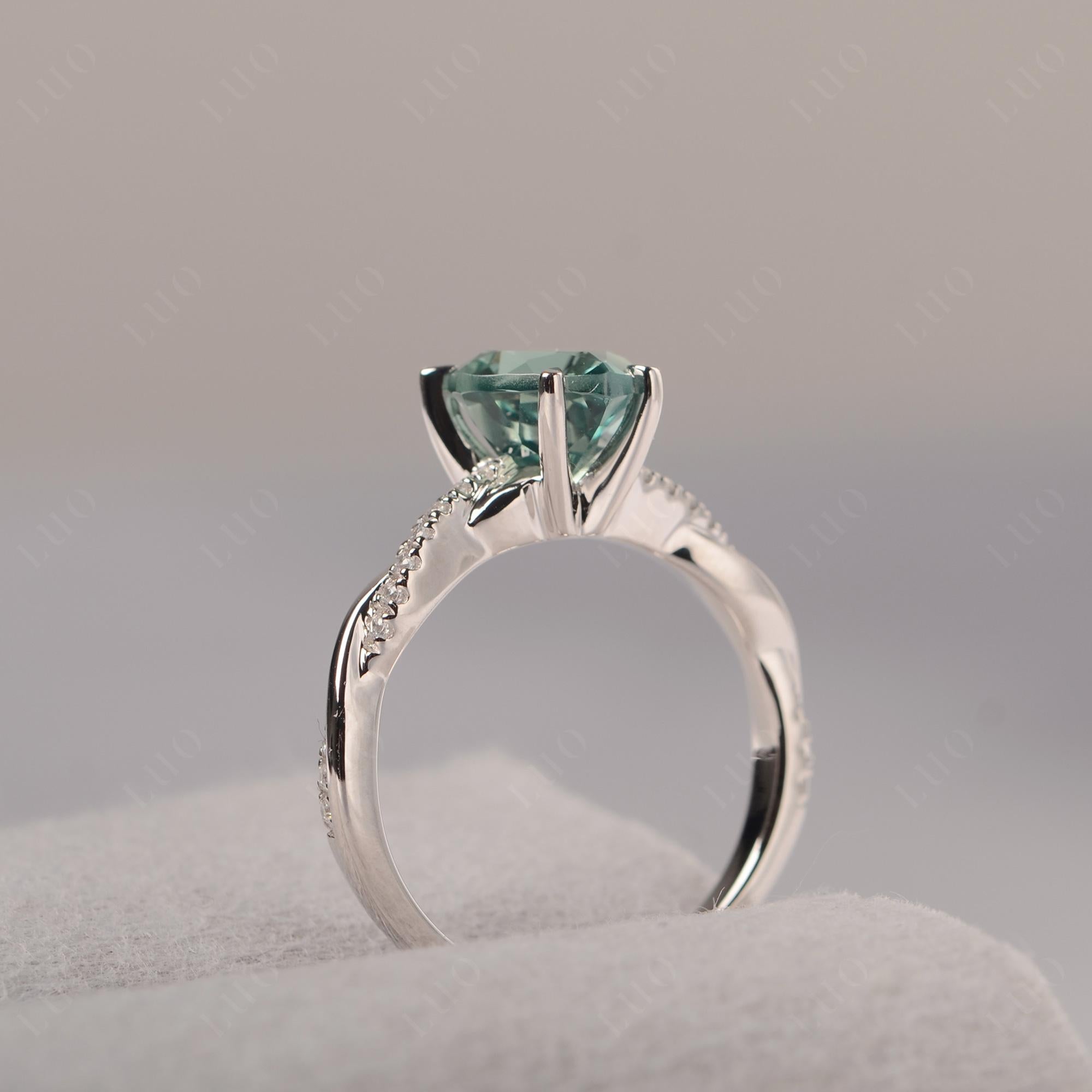 Twisted Heart Shaped Lab Created Green Sapphire Ring - LUO Jewelry