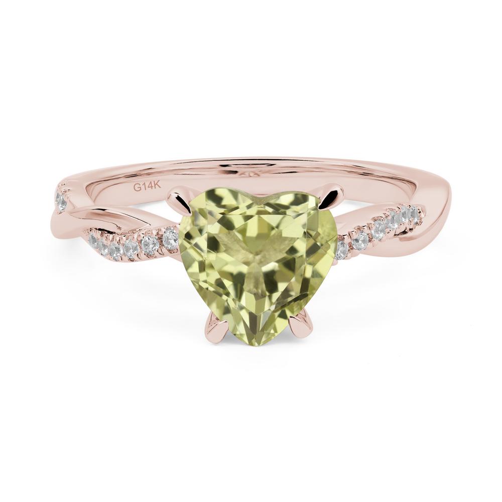 Twisted Heart Shaped Lemon Quartz Ring - LUO Jewelry #metal_14k rose gold