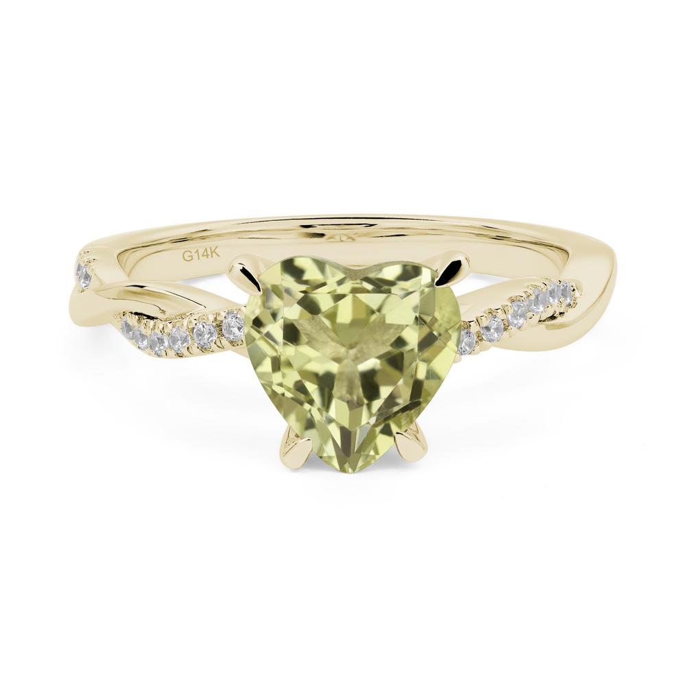 Twisted Heart Shaped Lemon Quartz Ring - LUO Jewelry #metal_14k yellow gold