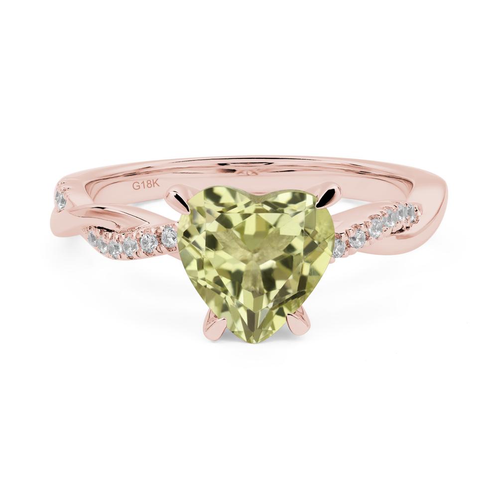 Twisted Heart Shaped Lemon Quartz Ring - LUO Jewelry #metal_18k rose gold