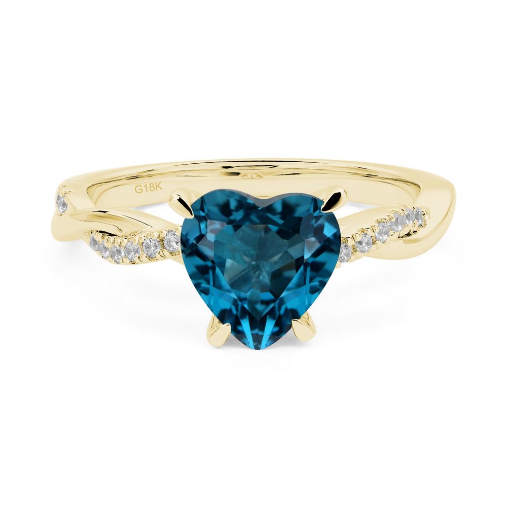 Twisted Heart Shaped London Blue Topaz Ring - LUO Jewelry #metal_18k yellow gold