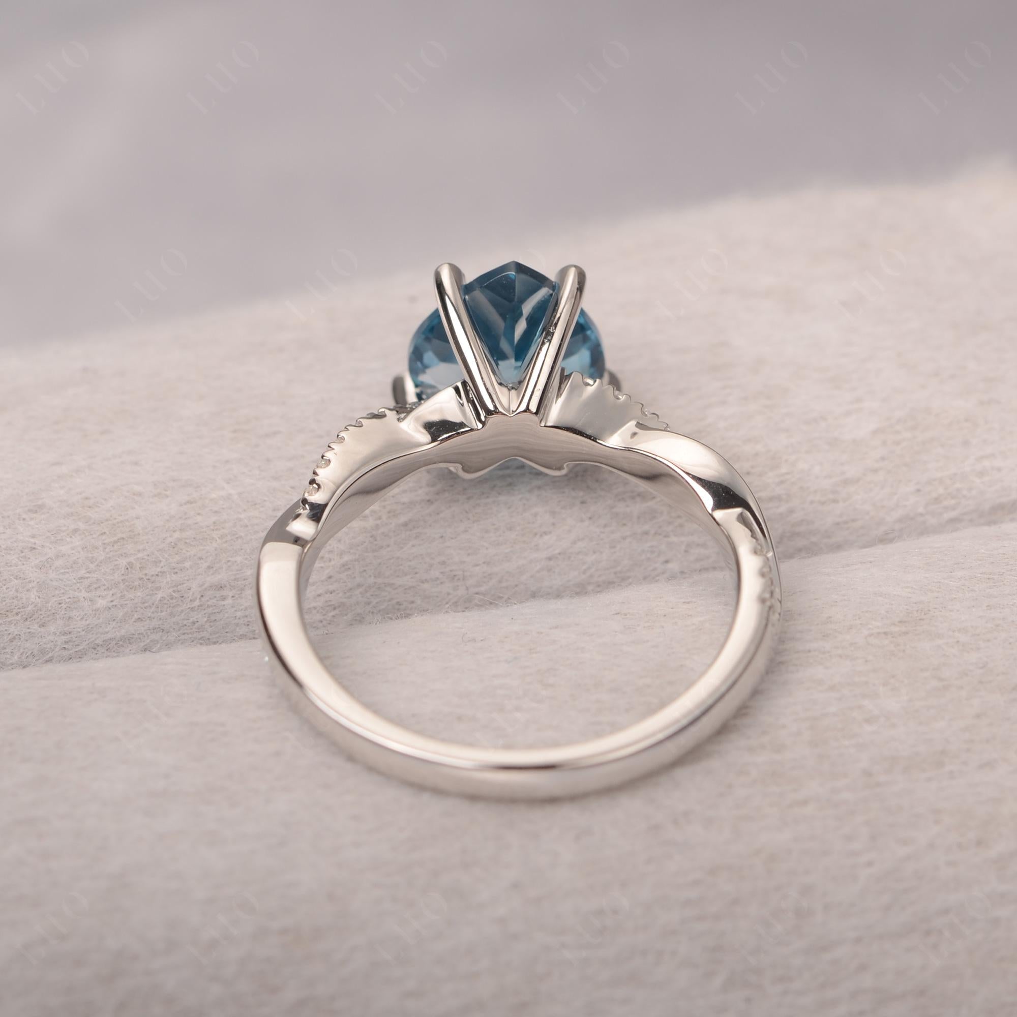 Twisted Heart Shaped London Blue Topaz Ring - LUO Jewelry