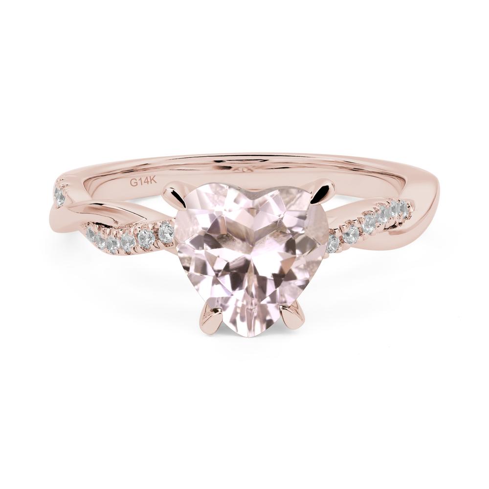 Twisted Heart Shaped Morganite Ring - LUO Jewelry #metal_14k rose gold
