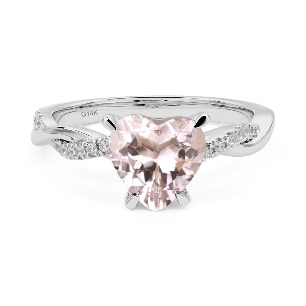 Twisted Heart Shaped Morganite Ring - LUO Jewelry #metal_14k white gold