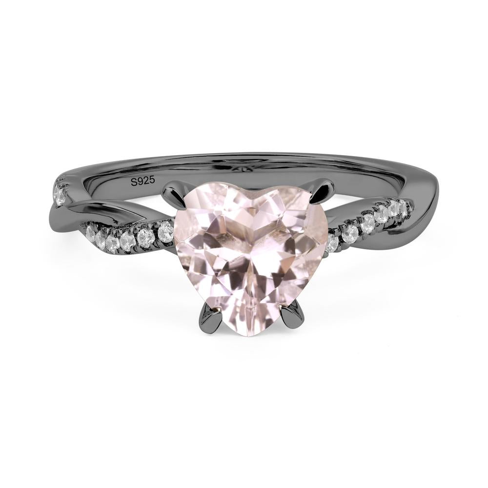 Twisted Heart Shaped Morganite Ring - LUO Jewelry #metal_black finish sterling silver