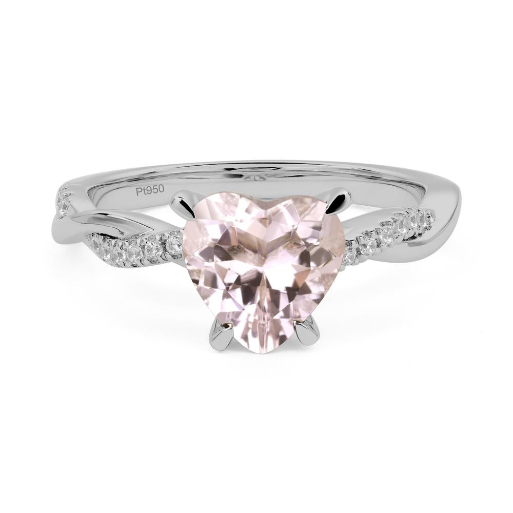 Twisted Heart Shaped Morganite Ring - LUO Jewelry #metal_platinum