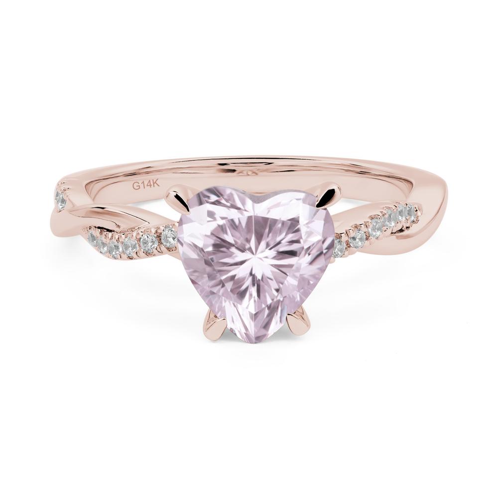 Twisted Heart Shaped Pink Cubic Zirconia Ring - LUO Jewelry #metal_14k rose gold